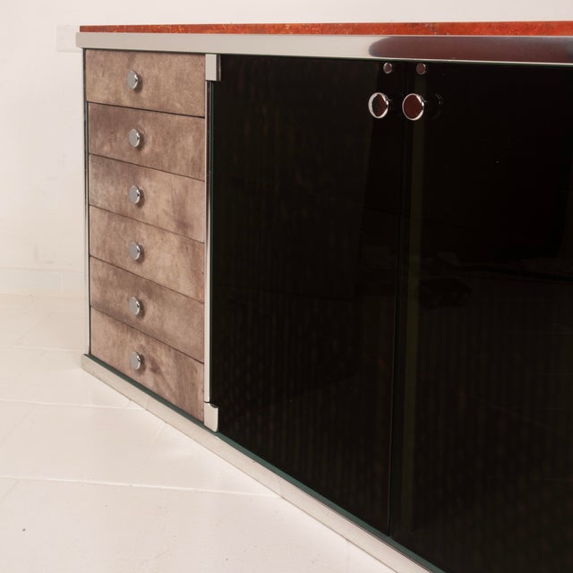 1970s Marble and Leather Tucroma Sideboard by Guido Faleschini for i4 Mariani, 1970 For Sale - Image 5 of 18