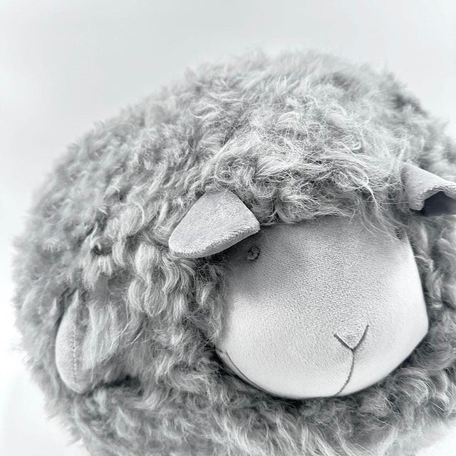 Plush Lambskin Sheep Ball - Gray For Sale In Houston - Image 6 of 6