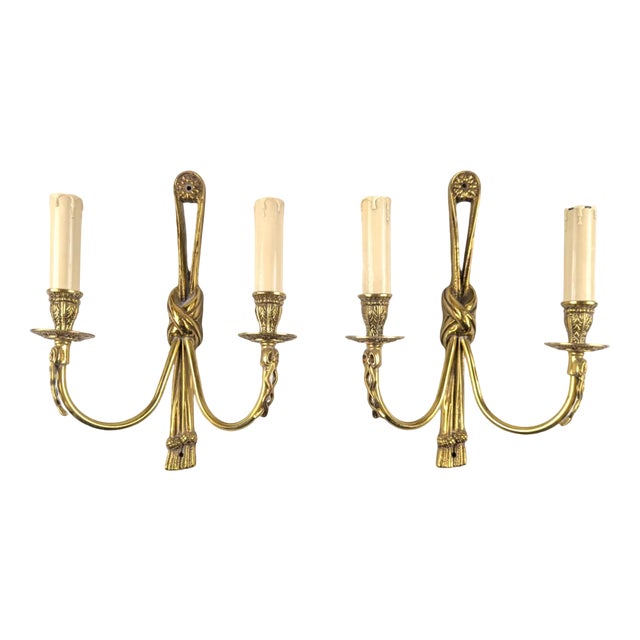 Louis XVI Style Bronze Wall Lights, Set of 2 For Sale