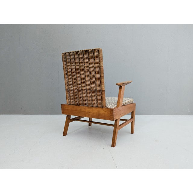 Brown Set of Chair with Ottoman in Beech and Rattan from Úľuv, 1960s For Sale - Image 8 of 18