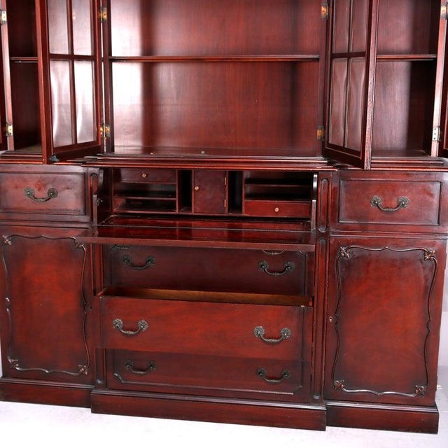Mahogany Bubble Glass 4 Door Breakfront China Cabinet C1930 For Sale - Image 12 of 14