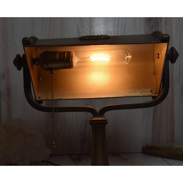 Vintage Art Deco Bronze Desk Library Lamp For Sale - Image 15 of 18