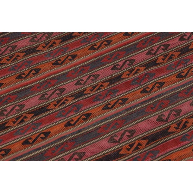 1950s Vintage Persian Kilim, Vertical Stripes With Vibrant Tribal Motifs - Rug & Kilim For Sale - Image 5 of 8