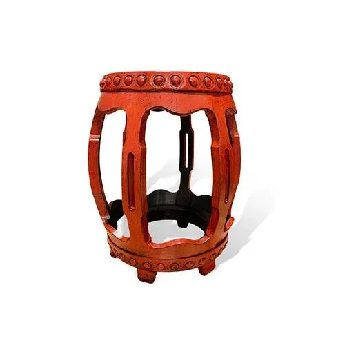 1980s 1980s Asian Distressed Red Drum Stool For Sale - Image 5 of 5