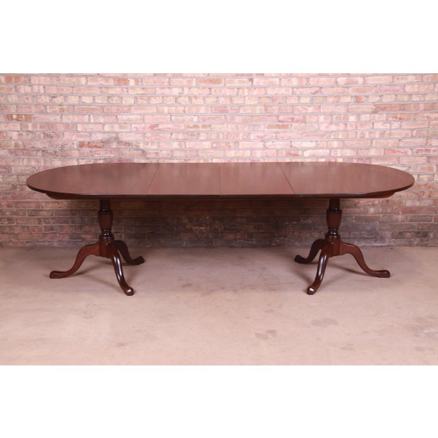 Kittinger Mahogany Double Pedestal Extension Dining Table