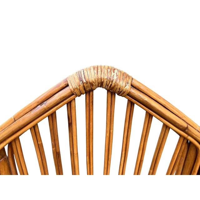 Mid 20th Century Pair Cathedral Split Reed Rattan Arm Chairs For Sale - Image 17 of 17