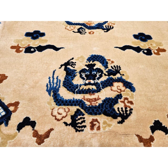 Vintage Chinese Art Deco Area Rug with Dragons, 1920s Allover Design, 4' x 6' For Sale - Image 9 of 13