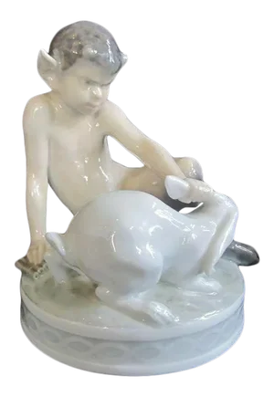 Royal Copenhagen Denmark Pan Faun W/Rabbit 439 Porcelain Figurine