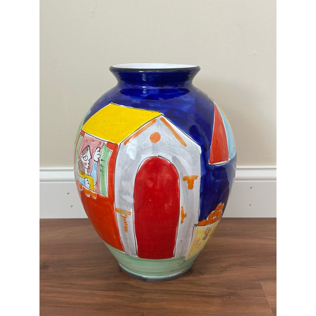 1970s La Musa Hand-Painted Italian Ceramic Floor Vase For Sale - Image 4 of 9