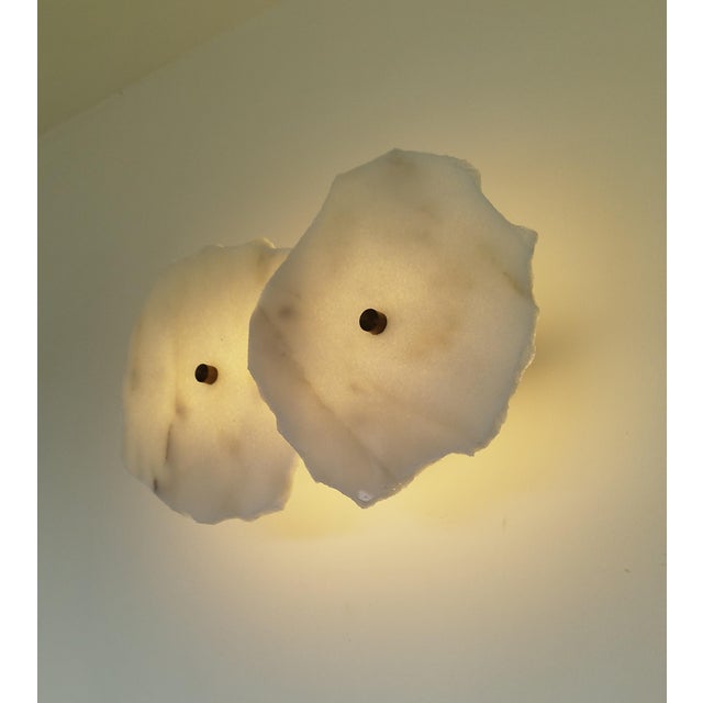 Modern Sculptural with 2 piece Marble Led Wall Sconce Light Contemporary Organic Design For Sale - Image 9 of 15