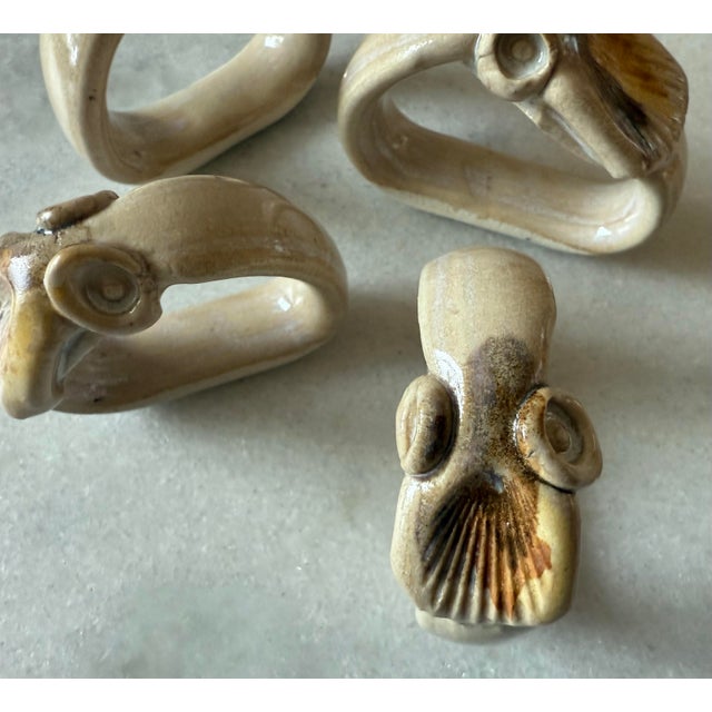 Vintage Hand Painted Pottery Napkin Rings For Sale In Austin - Image 6 of 7