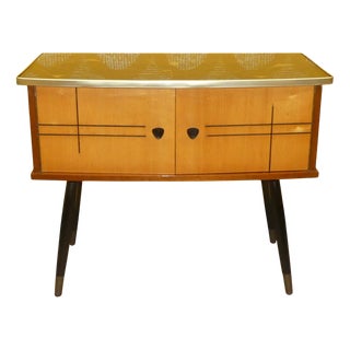 Mini Chest of Drawers with Glass Top and Gilt Decor, 1960s For Sale