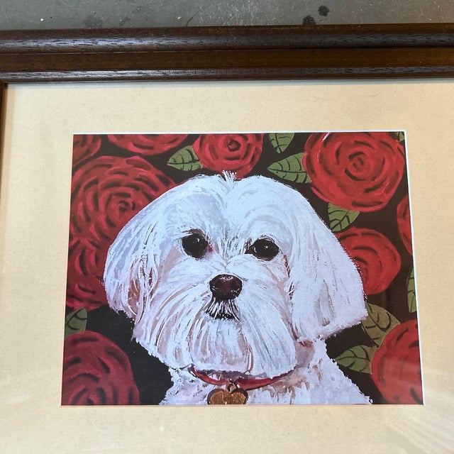 Contemporary original Maltese dog print by Judy Henn. Image measures approximately9.5x7.5 or 16.5x13.5 framed. Check out...
