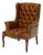 Vintage Tufted Faux Leather Wingback Armchair – Chesterfield Library Chair For Sale
