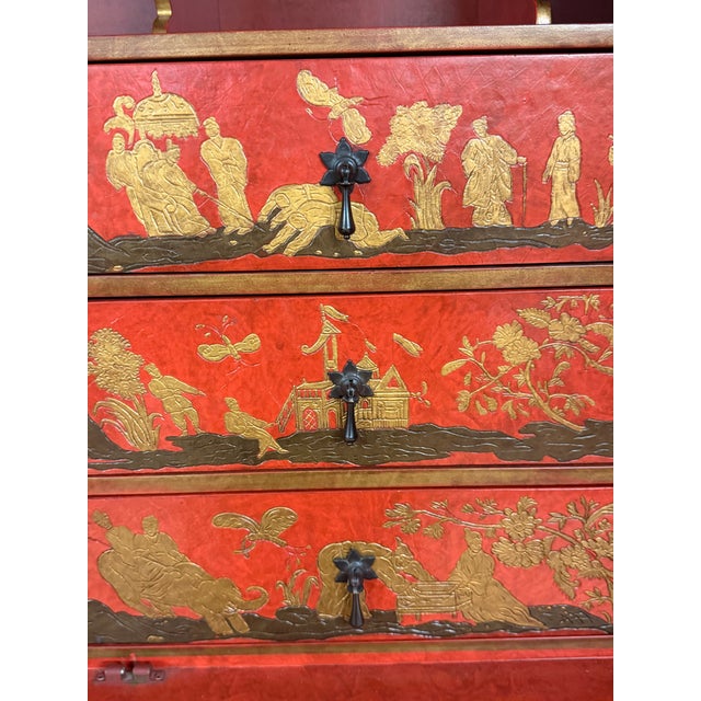 Paint Baker Furniture Red Lacquered Chinoiserie Secretary From Their McMillen Collection For Sale - Image 7 of 12