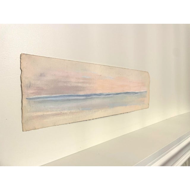 Contemporary Modern Coastal Original Pastel Unframed Raw Edge Painting, Pink, Blue and Yellow For Sale - Image 3 of 12