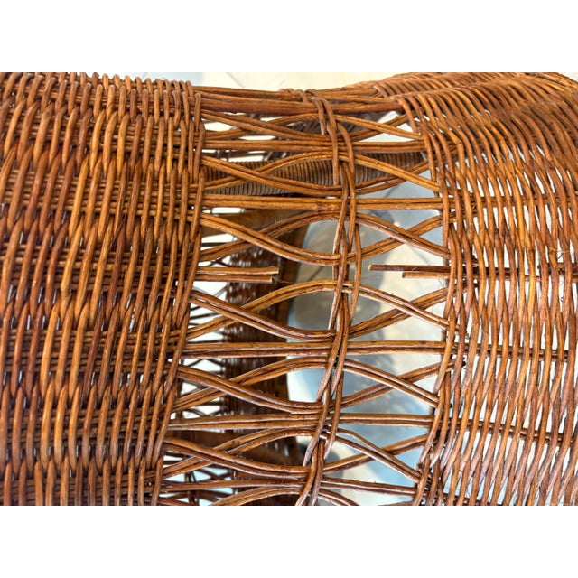 Vintage 5 Pc. Rattan Wicker Dining or Game Table & Barrel Chairs Set For Sale In West Palm - Image 6 of 12