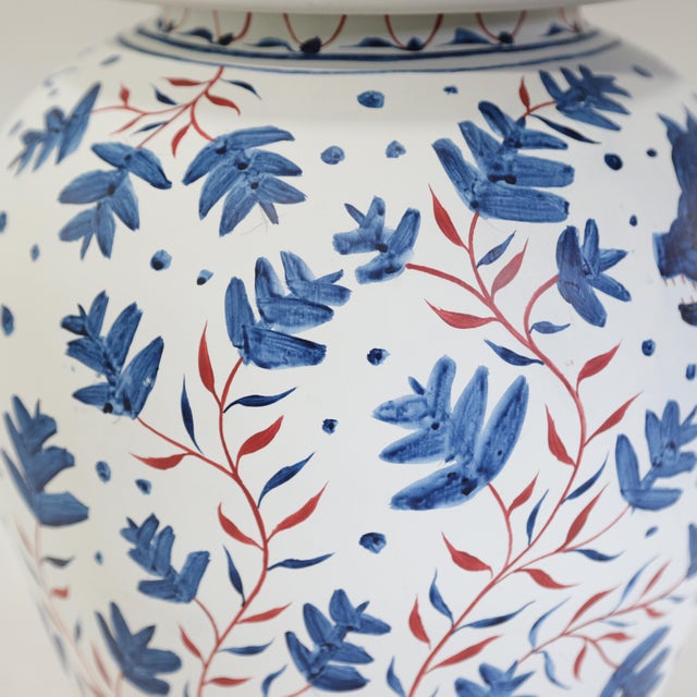 Pair of Vintage Brunschwig & Fils Cadiz Table Lamps With Lid - Blue and White Ceramic With Boar and Deer Motif For Sale - Image 18 of 18