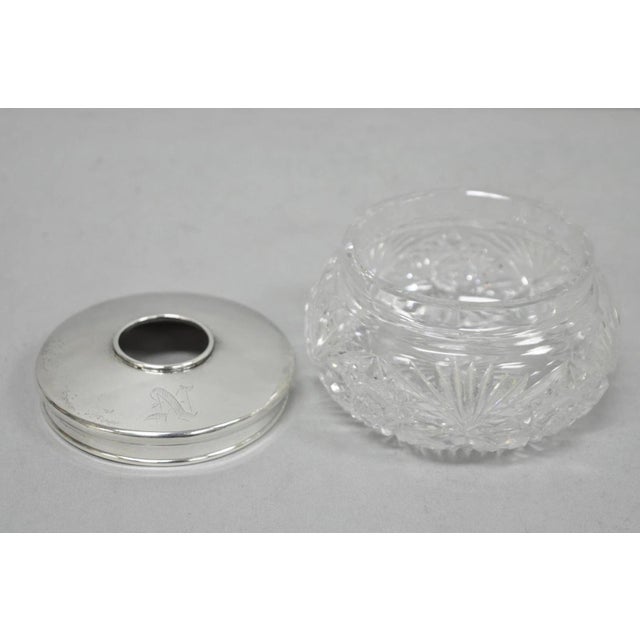 Metal Antique Victorian Sterling Silver Crystal Glass Vanity Hair Receiver "N" Mono For Sale - Image 7 of 14