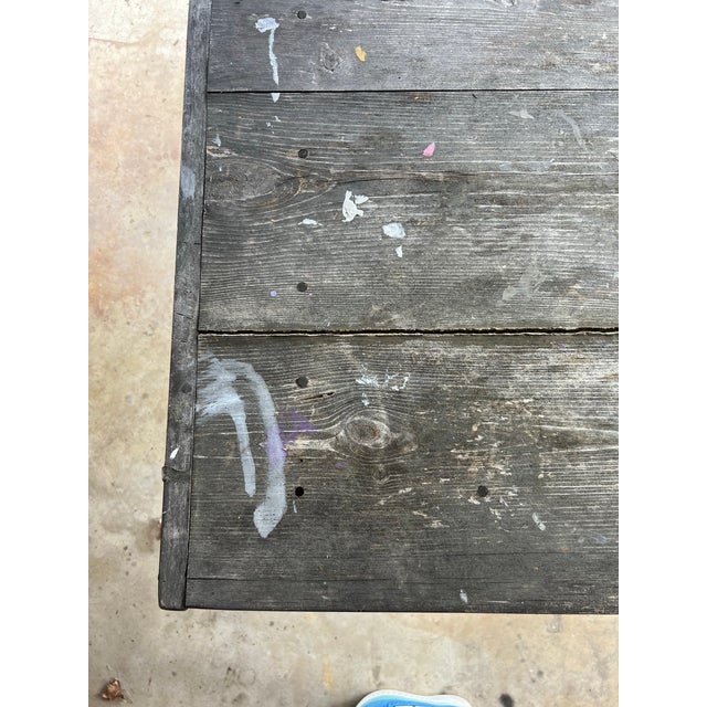 1960s Rustic Square Farm Table or Island, Vintage, Wooden For Sale - Image 12 of 12