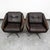 Pair of dark brown leather swivel chairs by unknown Danish designer. Original soft leather chair set on a swiveling metal...