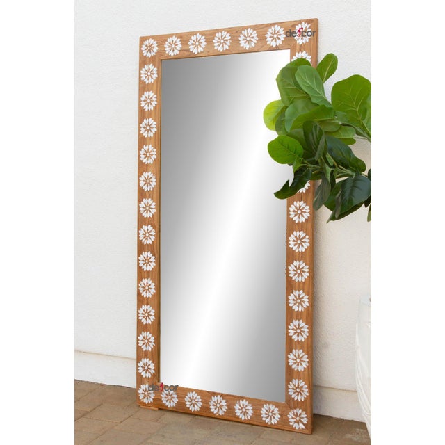 Floral Blossom Inlay Floor Mirror For Sale - Image 10 of 11