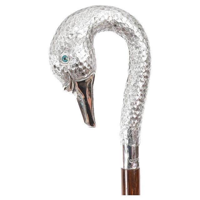 Antique Sterling Silver Swan Walking Stick Cane, 1890s For Sale - Image 14 of 14