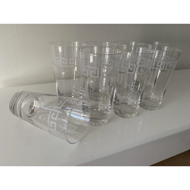 Vintage Etched Greek Key Tumbler Glasses-Set of 8 For Sale - Image 9 of 9