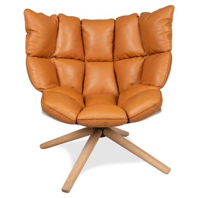 Set of Husk Lounge Chair and Ottoman in Cognac Leather from B&B Italia / C&B Italia For Sale - Image 12 of 17