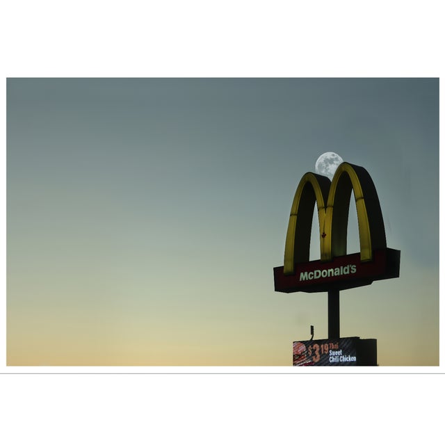 Framed in White Print on Rag Paper: 'Mclipse' by Karen Thom 48 x 32 inches (overall framed dimension). Archival inks print...