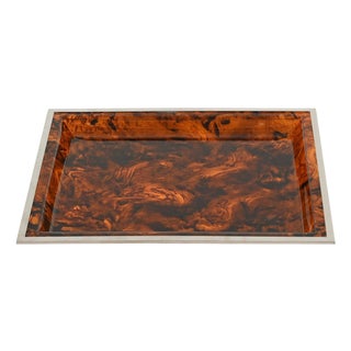 Rectangular Tortoiseshell Effect Acrylic Glass Serving Tray from Dior, Italy, 1970s For Sale