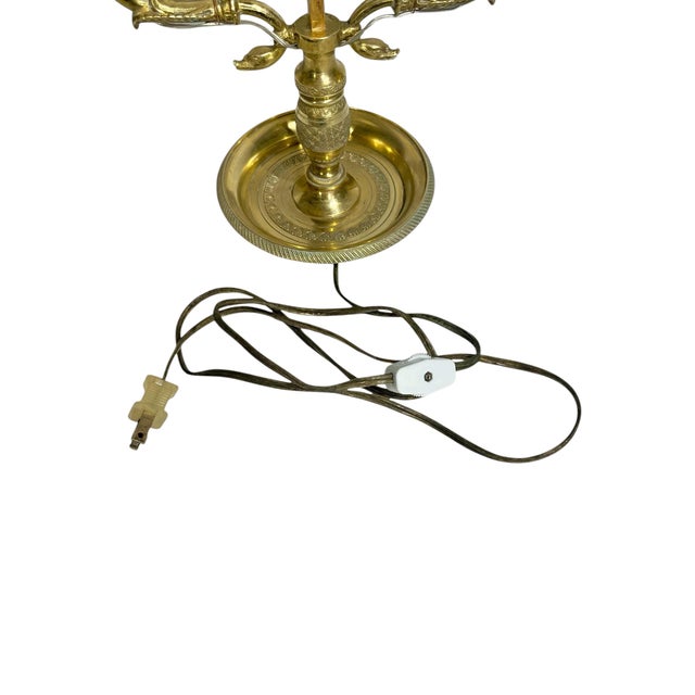 Early 20th Century Empire-Style French Tôle & Gilt Brass Bouillotte Lamp With Green Tole Shade For Sale - Image 11 of 15