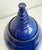 Postmodern, Memphis inspired ceramic earthenware lidded pot or canister featuring a rich cobalt blue glaze and ribbed...
