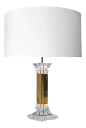 Acrylic Glass and Brass Table Lamp