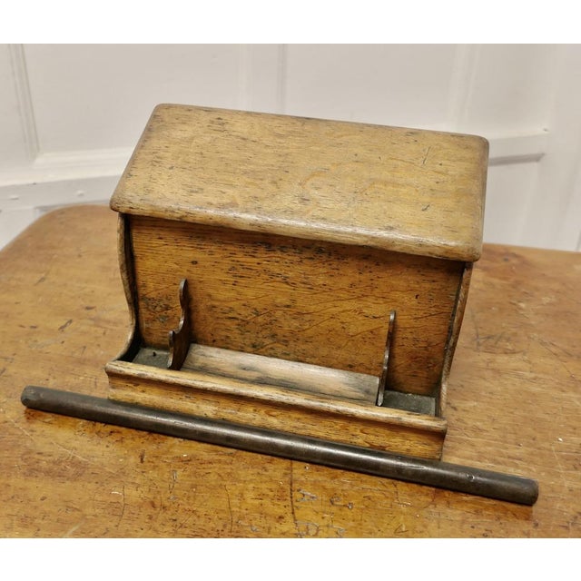 Wood Oak Stationary or Letter Box with Pen Holder For Sale - Image 7 of 9
