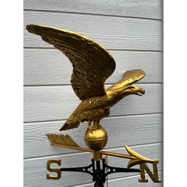 Mid 19th Century Gilt Painted Eagle Form Copper Weathervane For Sale - Image 11 of 13