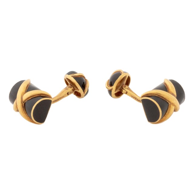 Schlumberger X Tiffany & Co. Gold Enamel Cufflinks For Sale