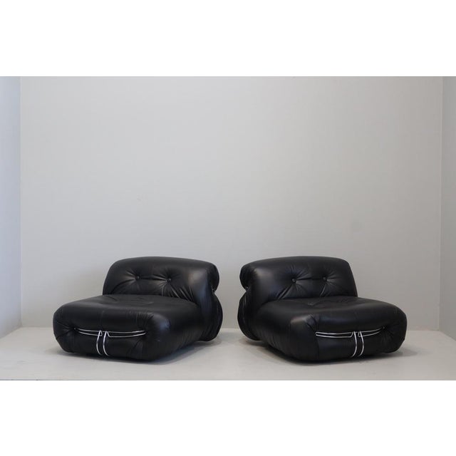 Mid-Century Modern Soriana Armchair in Leather by Afra and Tobia Scarpa for Cassina, 1969, Set of 2 For Sale - Image 3 of 16