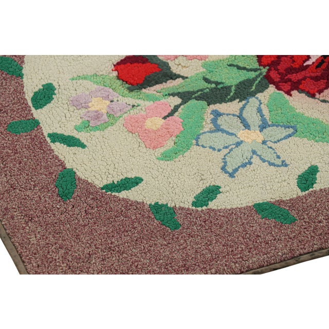 Antique Hooked Rug in Purple With Floral Medallion & Patterns From Rug & Kilim For Sale In New York - Image 6 of 7