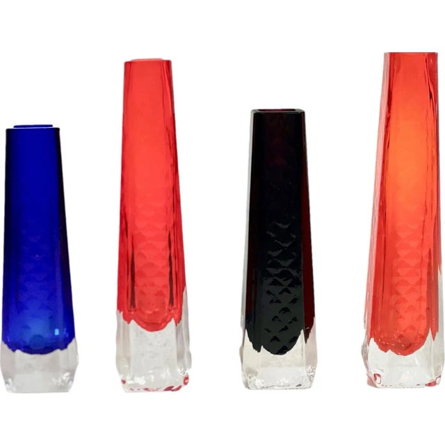 Sommerso Glass Vases from Veb Kunstglas Wasungen, 1970s, Set of 4 For Sale - Image 13 of 13