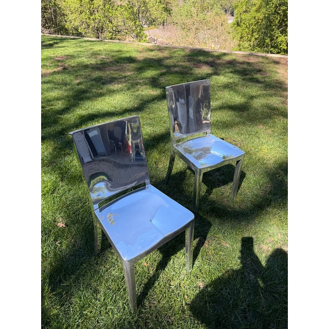 Philippe Starck for Emeco Hudson Polished Aluminum Chairs – Set of 2 Dining + 1 Bar Height For Sale - Image 15 of 17
