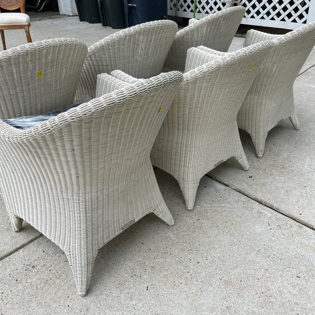 Set of 6 Kingsley Bate Cape Cod Dining Armchairs With Navy Cushions