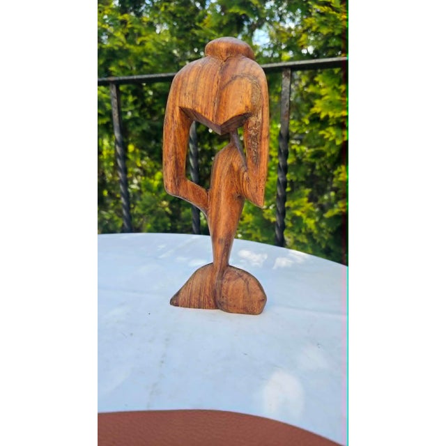 Figure of the Thinker in Afromosia African Teak, Gambia, 1970s For Sale - Image 4 of 8