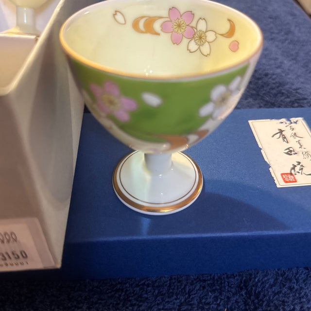 Metal Vintage Japanese Arita Ware Wine Glasses – Set of 5 in Original Box For Sale - Image 7 of 8
