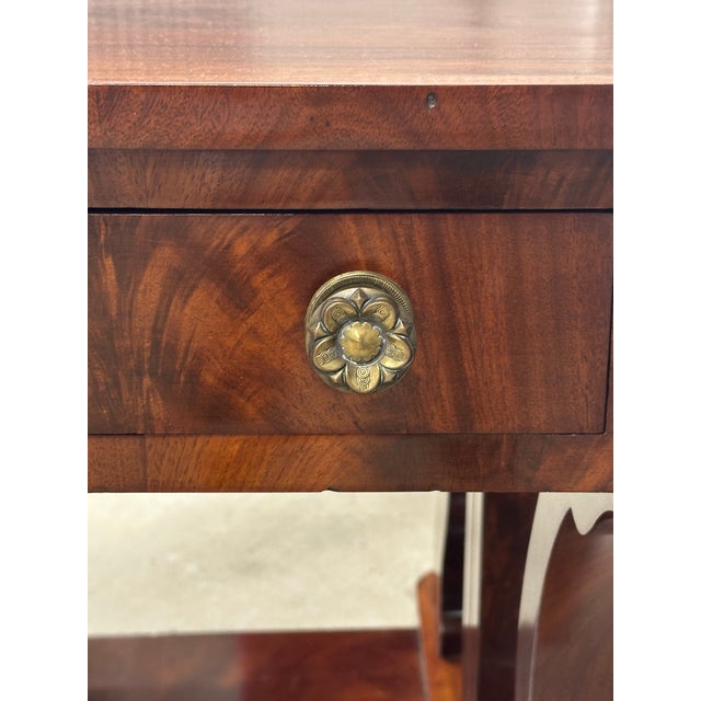 Wood Antique French Empire Style Flame Mahogany Console Table With Mirror. For Sale - Image 7 of 12