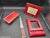 This vintage 1940s desk accessory set is created in gorgeous burgundy leather with brass trim. Photos have been lightened...