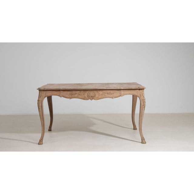 Early 20th Century France Weathered Whitewash Carved Cerused Oak Console For Sale - Image 10 of 11