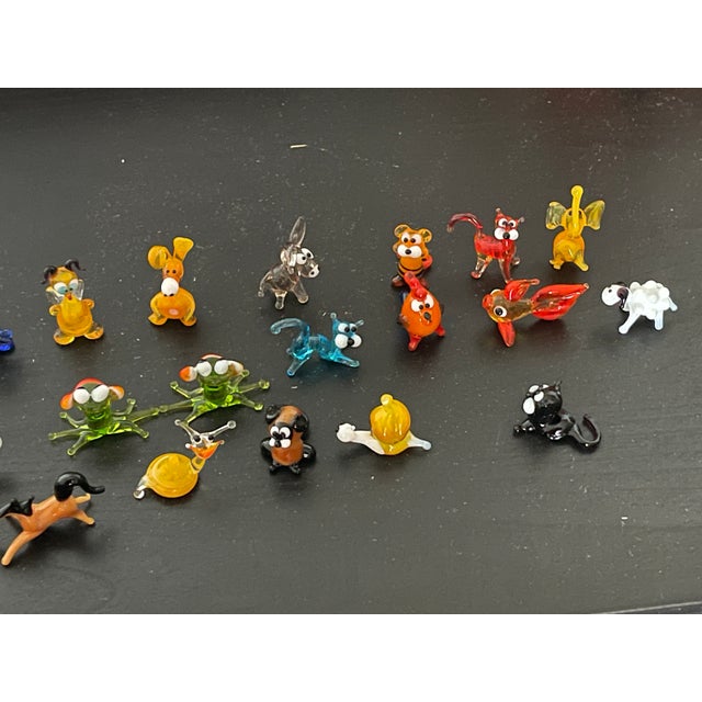 Modern 1970s 25 Miniature Blown Glass Animalia Figurines For Sale - Image 3 of 7