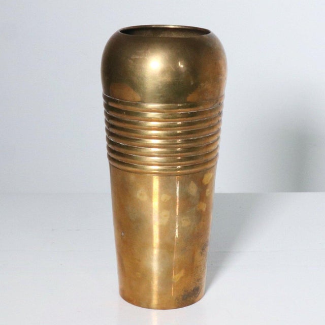 Mid Century Modernist Solid Brass Vessel For Sale - Image 4 of 4