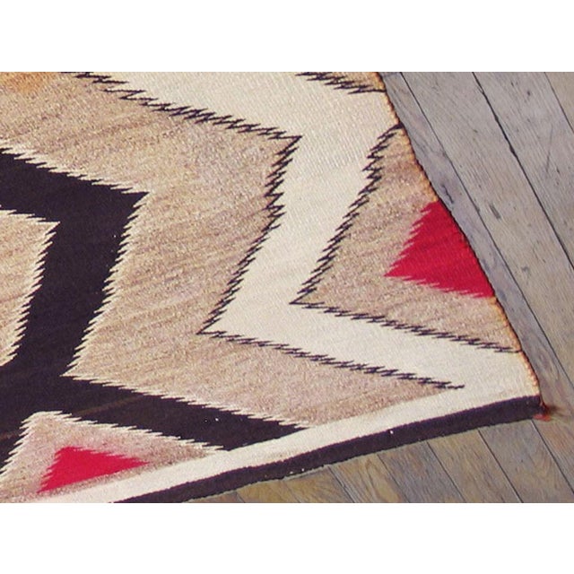 Early 20th Century 1930s Brown Earth Tone Diamond Antique American Navajo Rug 3.03 X 5 Flatweave Wool Carpet For Sale - Image 5 of 6